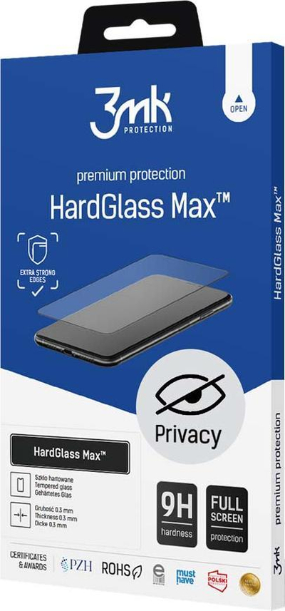 Xham mbrojtës 3MK HardGlass Max Privacy për iPhone 12 Mini, 9H, i zi