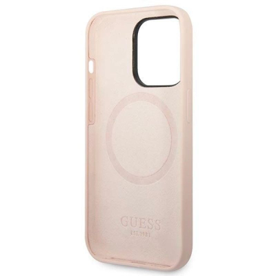 Mbulesë telefoni Guess për iPhone 14 Pro 6.1", njëngjyrëshe, rozë e hapur