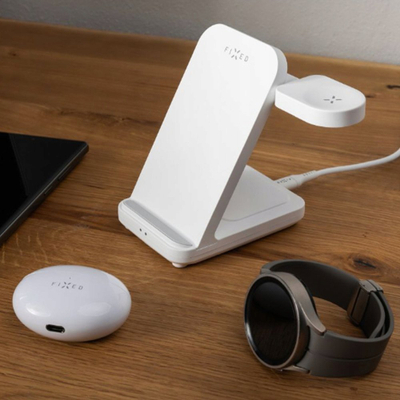 Stacion karikimi FIXED Powerstation for Samsung, wireless për 3 pajisje, deri 15W, i bardhë