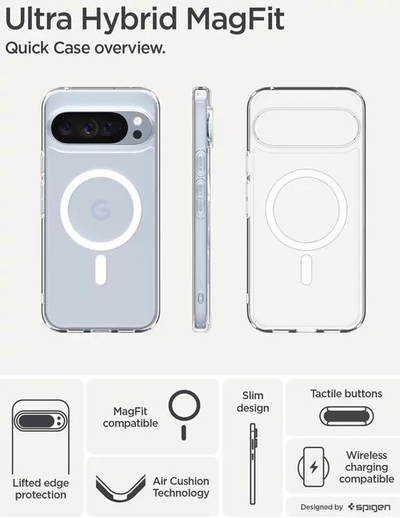 Kapak telefoni Spigen Ultra Hybrid MagSafe për Google Pixel 10 Pro XL, transparent, i bardhë