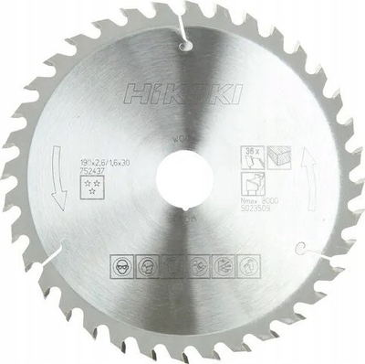 Disk sharrë rrethore Hikoki 190x30 Z36 për dru, ngjyrë argjendtë