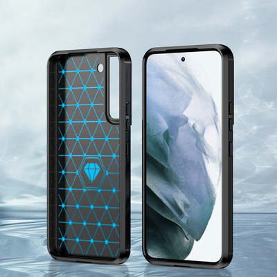 Kllëf telefoni karbon për Samsung Galaxy S23 Plus, TPU i butë e fleksibël, mbron mirë nga goditjet, i zi