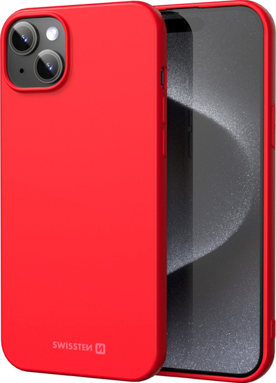 Маска за телефон Swissten Soft Joy, за iPhone 15 Plus, TPU, црвена
