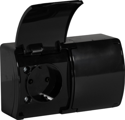 Prizë dyshe Orno Double Socket 2x2PE Schuko Aquatic, IP44, gri