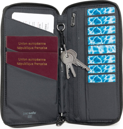 Portofol udhëtimi Pacsafe RFIDsafe Travel Wallet, me mbrojtje RFID, i zi