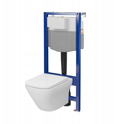 Set WC i varur Cersanit C22 Aqua 50 Larga Square, kornizë gips karton, sedile mbyllje e butë, i bardhë