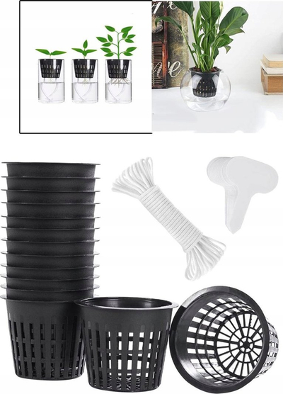 Gotë rrjete hidroponike pa markë, set 50 copë, plastike, e zezë
