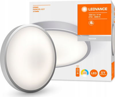 Llamp plafoni LED Ledvance, me telekomandë, dritë që e rregullon si do, e bardhë