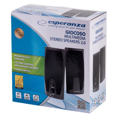 Bokse kompjuteri Esperanza Giocoso EP110, stereo 2.0, me kabëll 3.5mm, të zinj