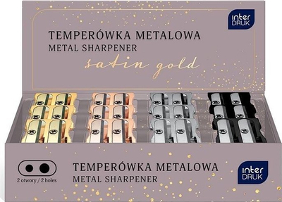 Mprehëse lapsash Interdruk Double Metal Sharpener, metal, Satin Gold, set 24 copë