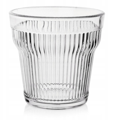 Gotë akrilike që s’çahet kollaj, 350 ml, me vija të gdhendura, transparente