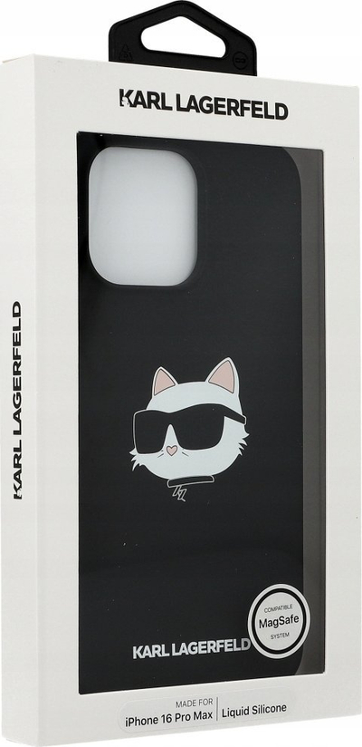 Futë telefoni Karl Lagerfeld Choupette Head, silikon, për iPhone 16 Pro Max, me MagSafe, e zezë