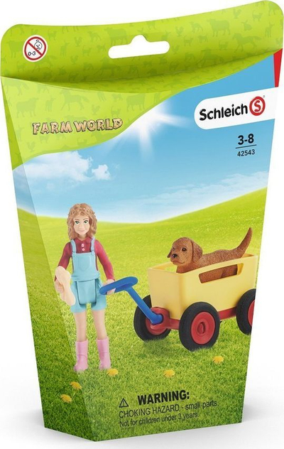 Set lojrash Schleich Farm World Dog Cart 42543, figurina me karrocë, për kalamaj 3+