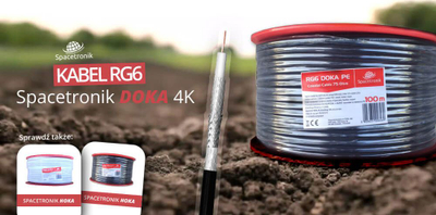 Kabllo koaksiale Spacetronik RG6 DOKA PE, 75 Ohm, bakër 1.13mm, 1m, e zezë