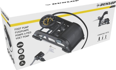 Pompa e dyshemes NONA Dunlop 2 Double Action, me manometër 160 PSI, për biçikleta, makina dhe topa, gri