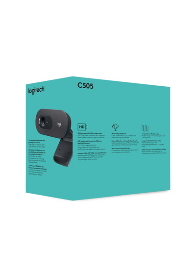 Веб камера Logitech C505 HD, 720p, микрофон со намалување на шум, црна