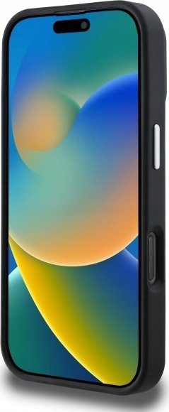 Mbulesë telefoni Guess PU Grained Triangle Logo, për iPhone 16 Pro Max, e zezë