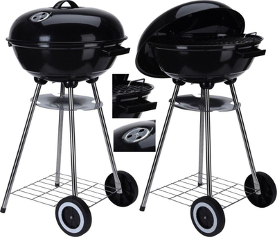 Skarë me qymyr Grill King BBQ On Wheels, diametër 46 cm, me rrota, e zezë
