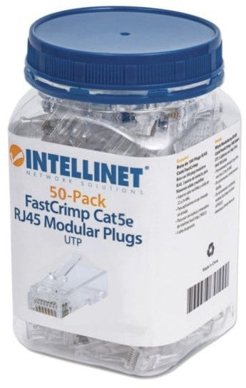 Konektorë rrjeti Intellinet Fastcrimp Cat5E RJ45, 50 copë në paketë, transparent