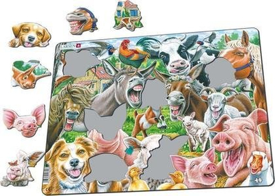 Puzzle edukativ Larsen Happy Farm Maxi, 33 pjesë, 36.5 x 28.5 cm, shumëngjyrësh