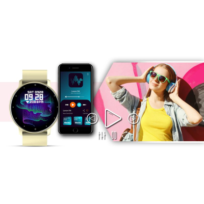 Smartwatch Giewont GW120-6, ekran me ngjyra, matje aktiviteti, ngjyrë ecru