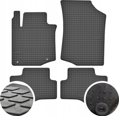 Tapete gome për makinë Frogum Toyota Aygo 2005-2014, set me 4 pjesë, me stoppers, ngjyrë e zezë