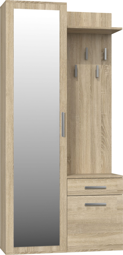 Set garderobe Wardrobe Duo Sonoma Oak, me pasqyrë, panel me varese, sonoma oak