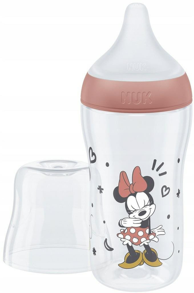 Biberon NUK Perfect Match Minnie, silikon, 260ml, rozë
