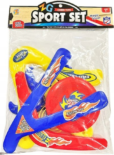 Set lodrash sportive Cheer Toys Sport Set, disqe fluturuese dhe boomerangë, plastik, shumëngjyrësh