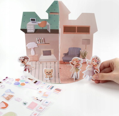 Set krijues Kidea Zest Kreat House Princess, shtëpi kartoni 3D, për ngjyrosje