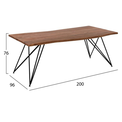 Tavolinë ngrënieje Rio HM8181, dru akacie masiv 4cm, 200x96x76cm, ngjyrë natyrale