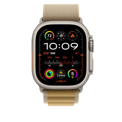 Apple Watch 49mm Loop, Tan Alpine Loop, Natural Titanium Finish, M