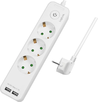 Zgjatues elektrik LogiLink LPS248U, 3x prizë, 1.5 m, i bardhë