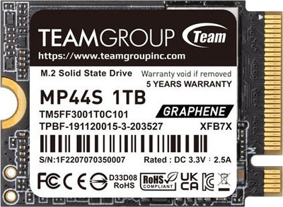 SSD i brendshëm Team Group MP44S, M.2 2230, 1TB, PCIe 4.0 NVMe