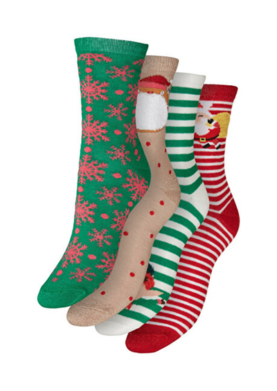 Ҫorape Vero Moda VMELF Christmas Motif, shumëngjyrëshe, 4 palë