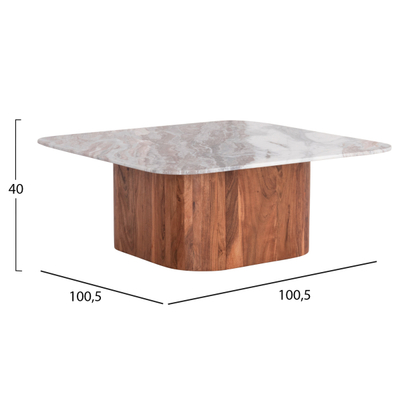 Tavolinë për kafe katrore Volti 100,5x100,5x40Hcm (HM18000), gri
