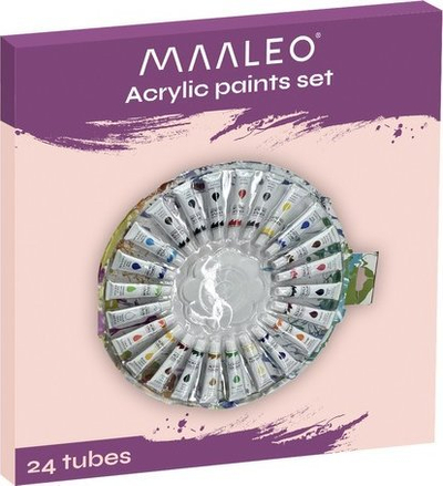Set bojrash akrilike Maaleo 24725, 24 ngjyra, tuba 12 ml, shumëngjyrëshe