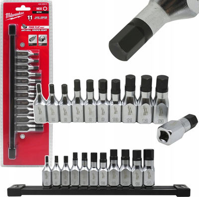 Set çelësash goditës Hikoki, 11 copë, 3/8", profil gjashtëkëndor