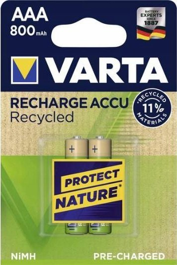 Ракабилни батерии AAA Варта Рисајклд 56813101402, NiMH 800mAh, 1.2V, пакување 2 парчиња