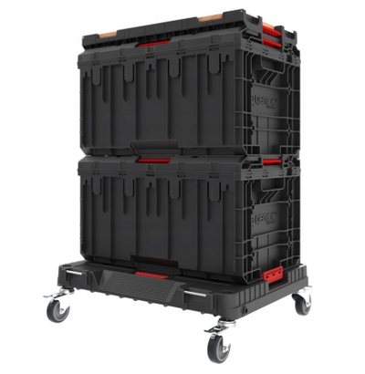 Set kutish veglash Qbrick System One Workshop Drawers, 6 pjesë, me rrota, i zi me të kuqe