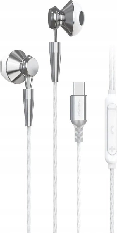 Kufje in-ear Pavareal M12, me mikrofon, USB-C, të bardha