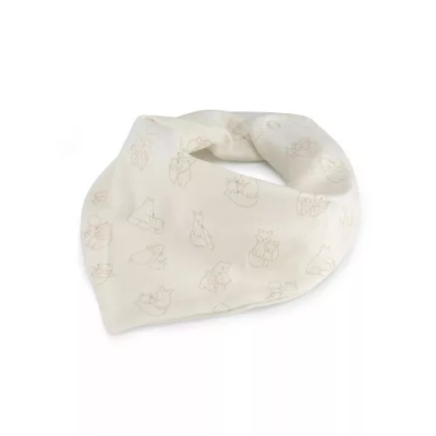 Podbradak bebe Kenguru Gold Bandana, pambuk organik, print i plotë, e bardhë e çelët