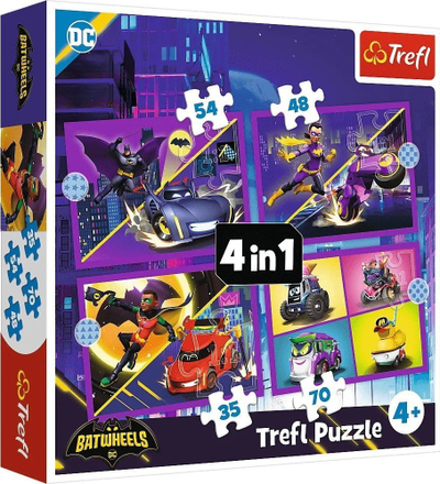 Puzzle Trefl Warner Batwheels 4 në 1, 70 copa, shumëngjyrësh