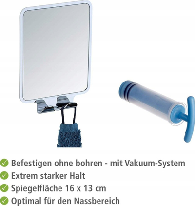 Pasqyrë muri Wenko Vacuum Loc Quadro, montim pa shpim, inoks