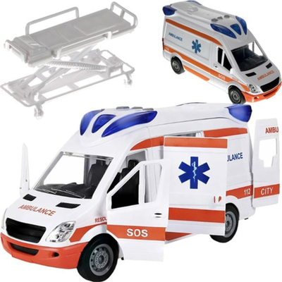 Autoambulancë lodër Ambulance 22731, me drita e zë, me barrelë, e bardhë