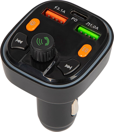 Transmetues FM Bluetooth për makinë, QC 3.0 PD 20W, 2x USB, i zi