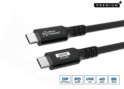 Kabllo USB C Microconnect USB4CC015, USB4 Gen 3x2, 240W 0.15m, e zezë