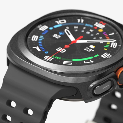 Kuti mbrojtëse Ringke për Galaxy Watch Ultra Slim Glass, polikarbonat, xham i temperum, titanium i zi