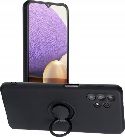 Mbrojtëse telefoni Forcell Silicone Ring për Samsung Galaxy A53 5G, silikon, me unazë magnetike, e zezë
