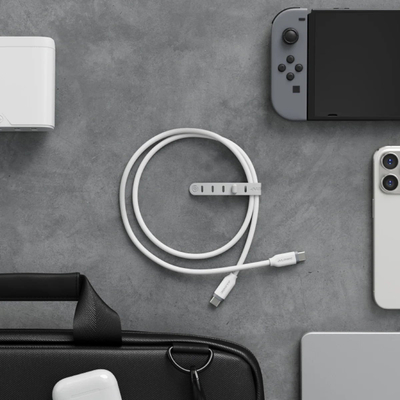 USB C во USB C Elements Silicone кабел, 1m, 240W 5A, бел